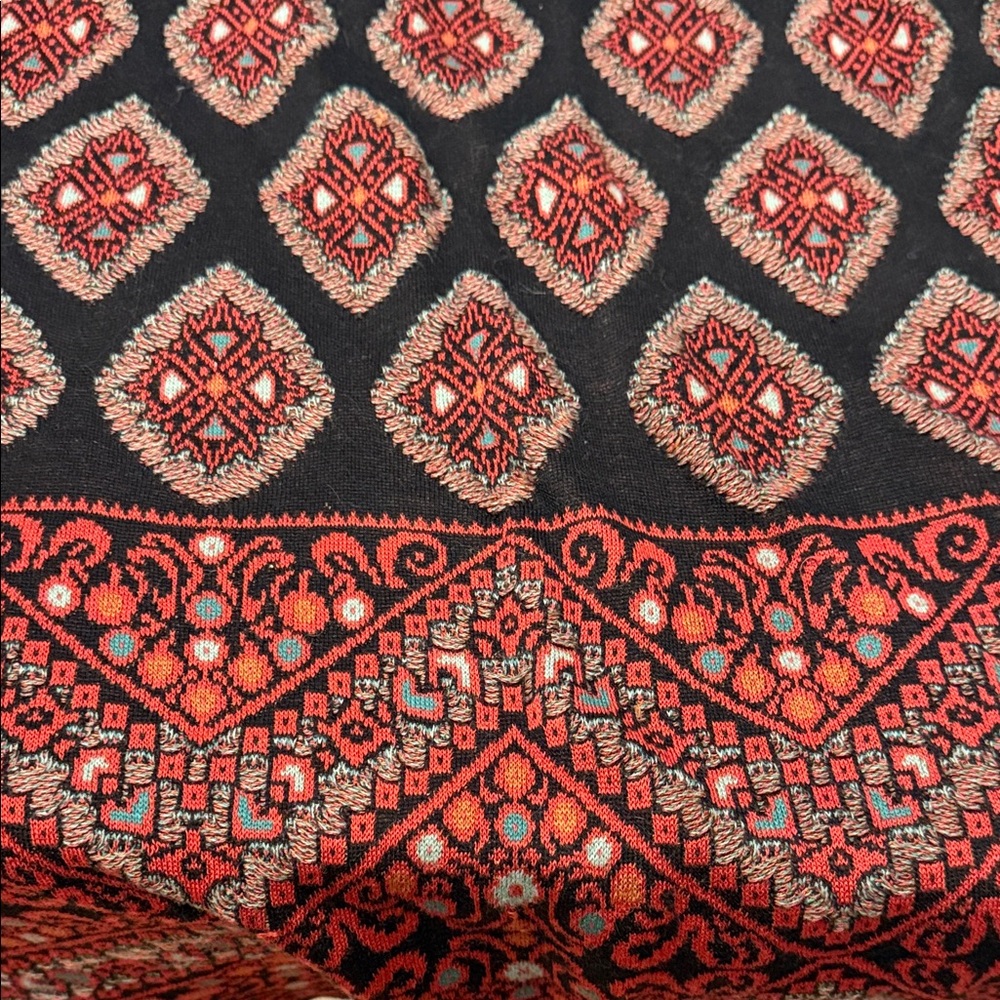 Peruvian Connection Kilim Patterned - Maxi Skirt Red & Black-Size Medium - Picture 5 of 17
